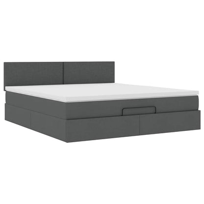 Ottoman bed met matras en LED's 160x200cm stof donkergrijs