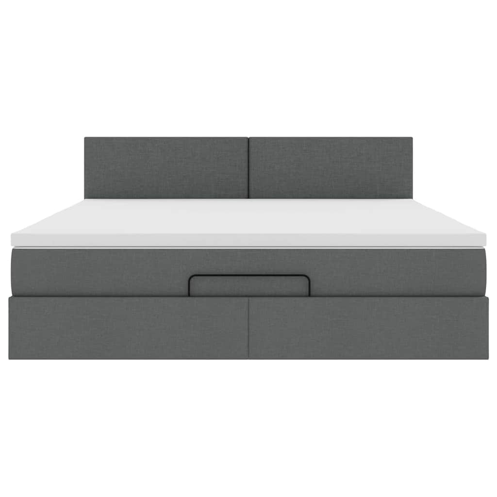 Ottoman bed met matras en LED's 160x200cm stof donkergrijs