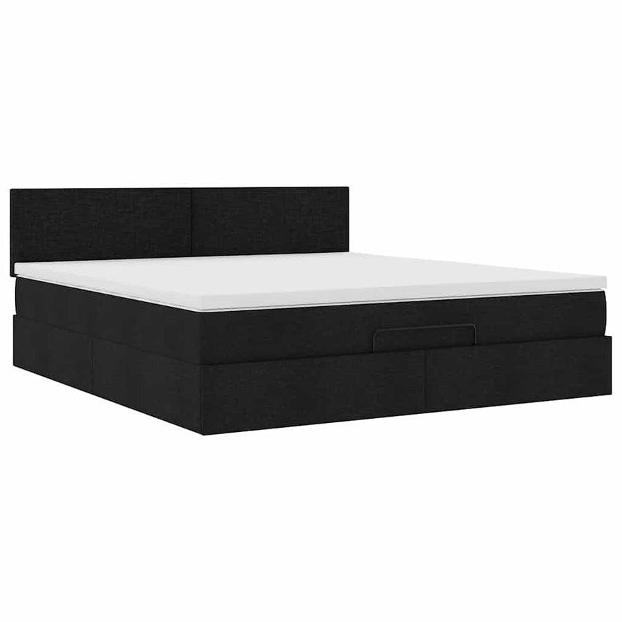 Ottoman bed met matras en LED's 160x200cm stof zwart