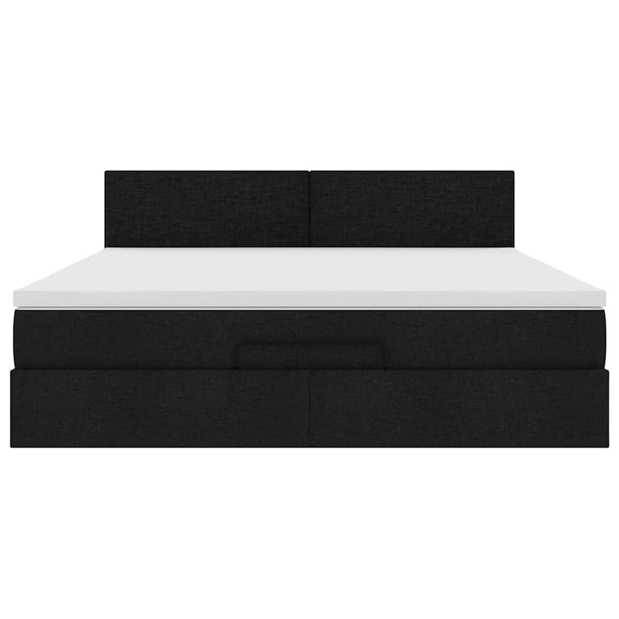 Ottoman bed met matras en LED's 160x200cm stof zwart