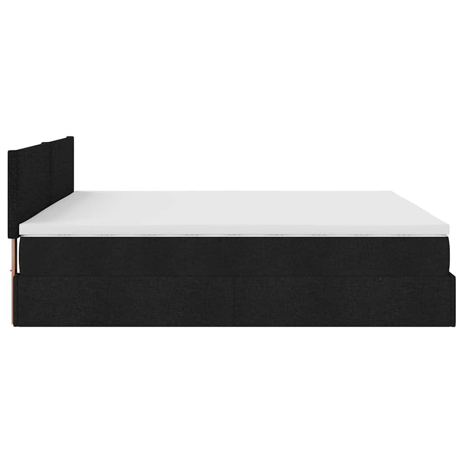 Ottoman bed met matras en LED's 160x200cm stof zwart