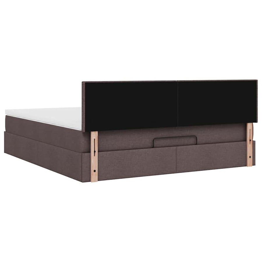 Ottoman bed met matras en LED's 160x200cm stof donkerbruin