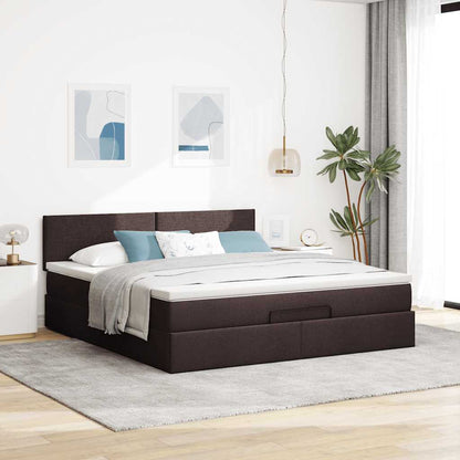 Ottoman bed met matras en LED's 160x200cm stof donkerbruin