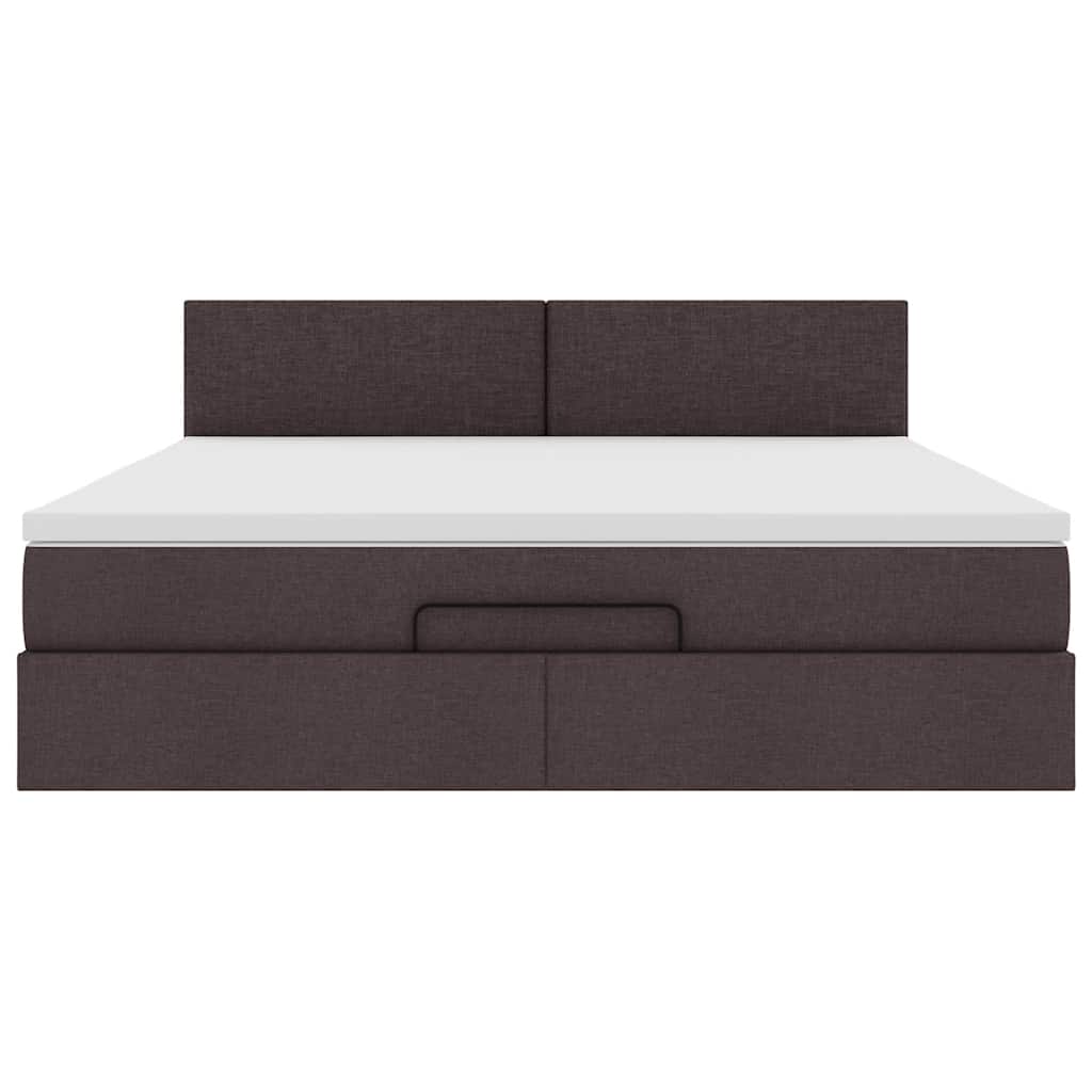 Ottoman bed met matras en LED's 160x200cm stof donkerbruin