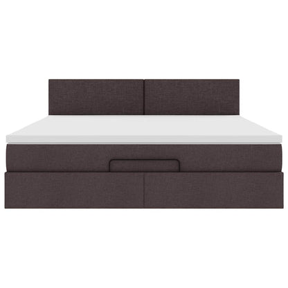 Ottoman bed met matras en LED's 160x200cm stof donkerbruin