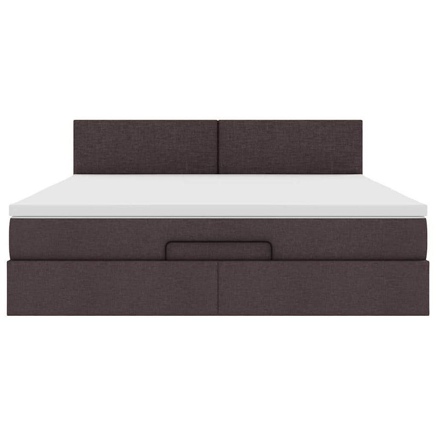 Ottoman bed met matras en LED's 160x200cm stof donkerbruin