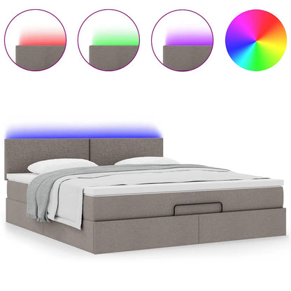 Ottoman bed met matras en LED's 160x200cm stof taupe