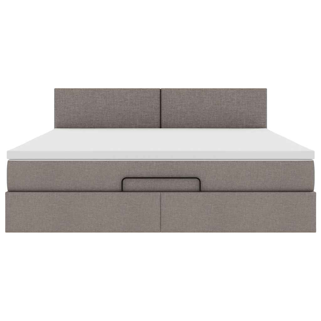 Ottoman bed met matras en LED's 160x200cm stof taupe