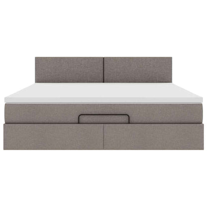 Ottoman bed met matras en LED's 160x200cm stof taupe