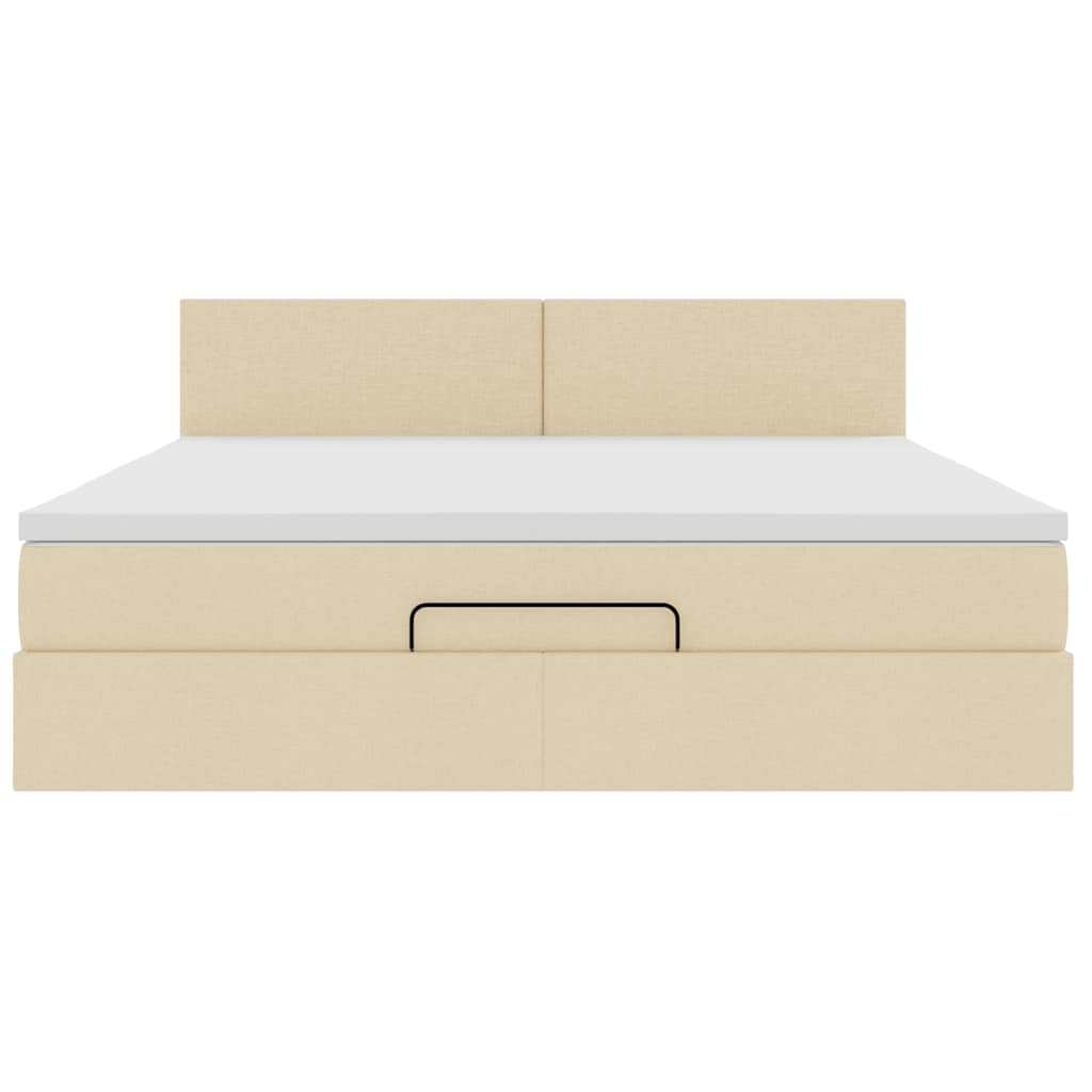 Ottoman bed met matras en LED's 160x200cm stof crèmekleurig
