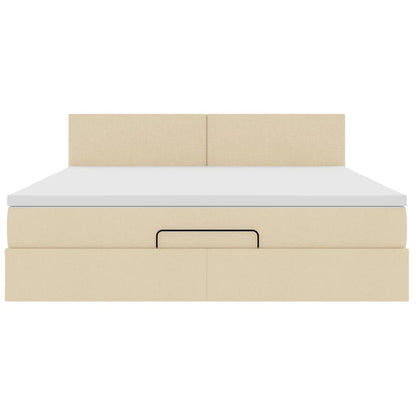 Ottoman bed met matras en LED's 160x200cm stof crèmekleurig