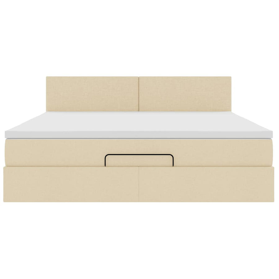 Ottoman bed met matras en LED's 160x200cm stof crèmekleurig