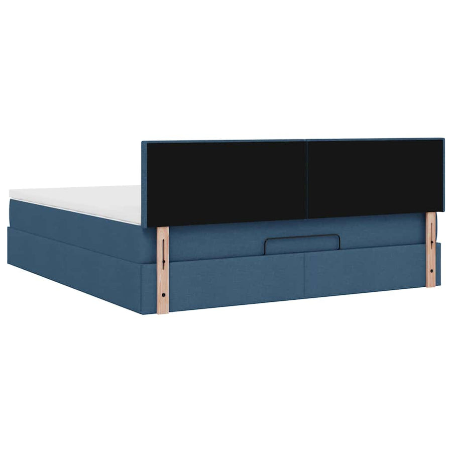 Ottoman bed met matras en LED's 160x200cm stof blauw
