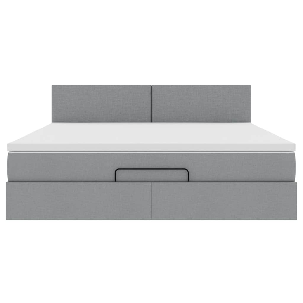 Ottoman bed met matras en LED's 180x200cm stof lichtgrijs