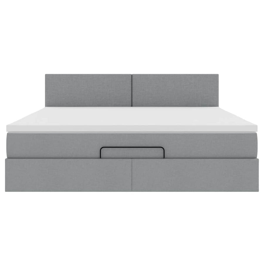 Ottoman bed met matras en LED's 180x200cm stof lichtgrijs