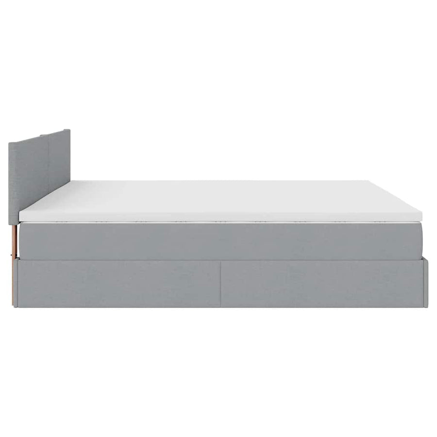 Ottoman bed met matras en LED's 180x200cm stof lichtgrijs