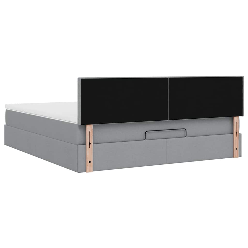 Ottoman bed met matras en LED's 180x200cm stof lichtgrijs