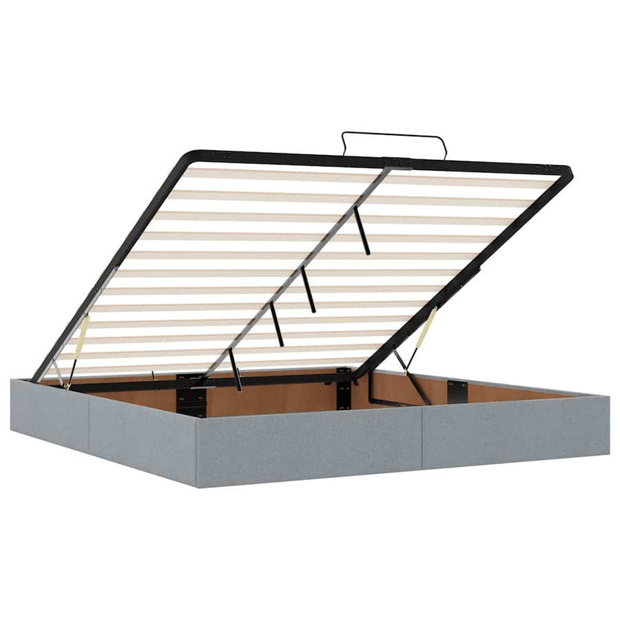 Ottoman bed met matras en LED's 180x200cm stof lichtgrijs