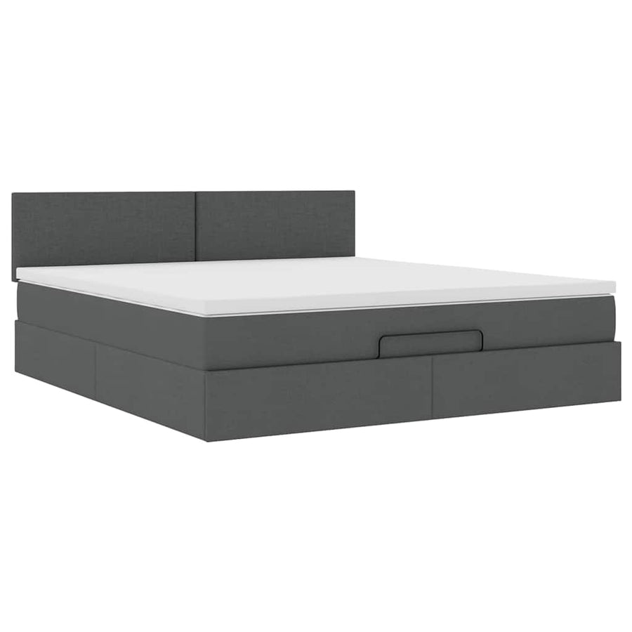 Ottoman bed met matras en LED's 180x200cm stof donkergrijs