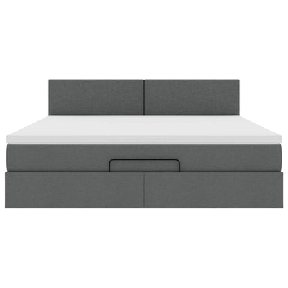 Ottoman bed met matras en LED's 180x200cm stof donkergrijs