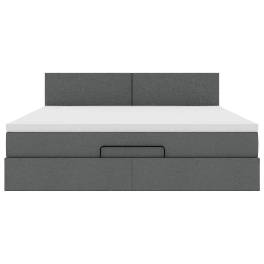 Ottoman bed met matras en LED's 180x200cm stof donkergrijs