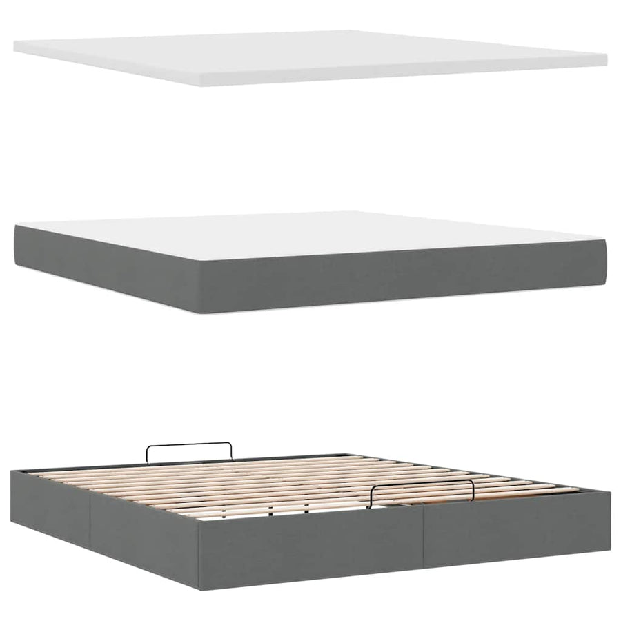 Ottoman bed met matras en LED's 180x200cm stof donkergrijs