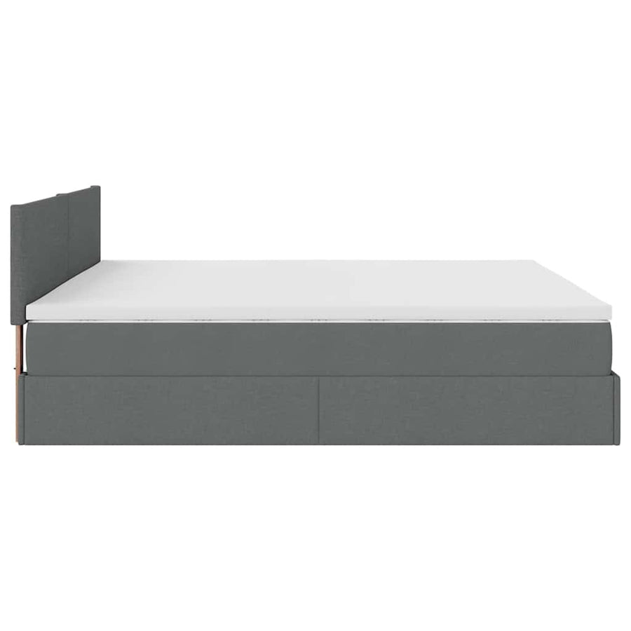 Ottoman bed met matras en LED's 180x200cm stof donkergrijs