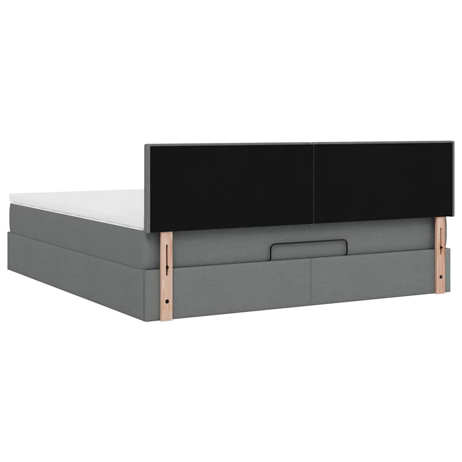 Ottoman bed met matras en LED's 180x200cm stof donkergrijs