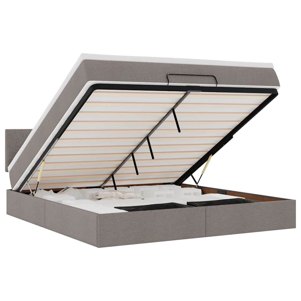 Bed poef met matras en LED's 180x200 cm stof taupe