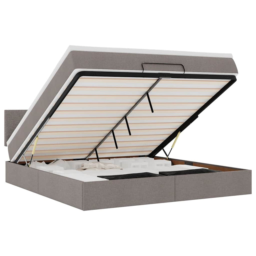 Bed poef met matras en LED's 180x200 cm stof taupe