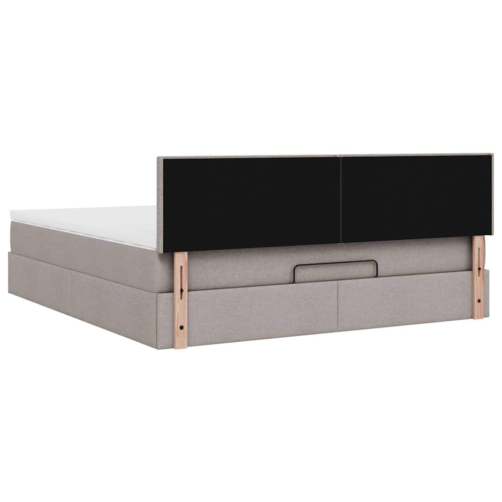 Bed poef met matras en LED's 180x200 cm stof taupe