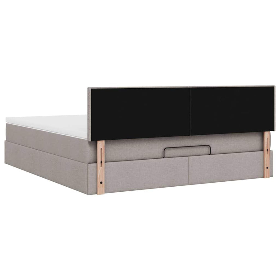 Bed poef met matras en LED's 180x200 cm stof taupe