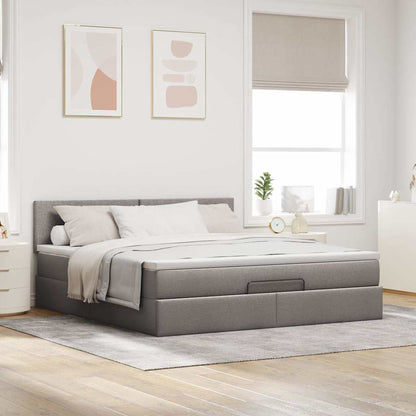Bed poef met matras en LED's 180x200 cm stof taupe