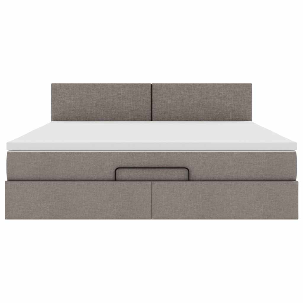 Bed poef met matras en LED's 180x200 cm stof taupe