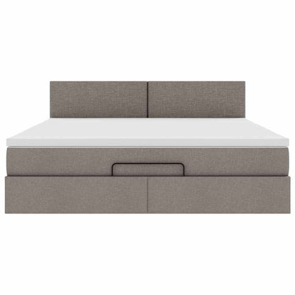 Bed poef met matras en LED's 180x200 cm stof taupe
