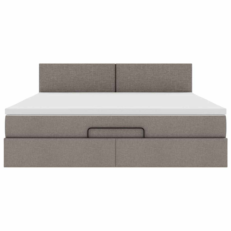 Bed poef met matras en LED's 180x200 cm stof taupe