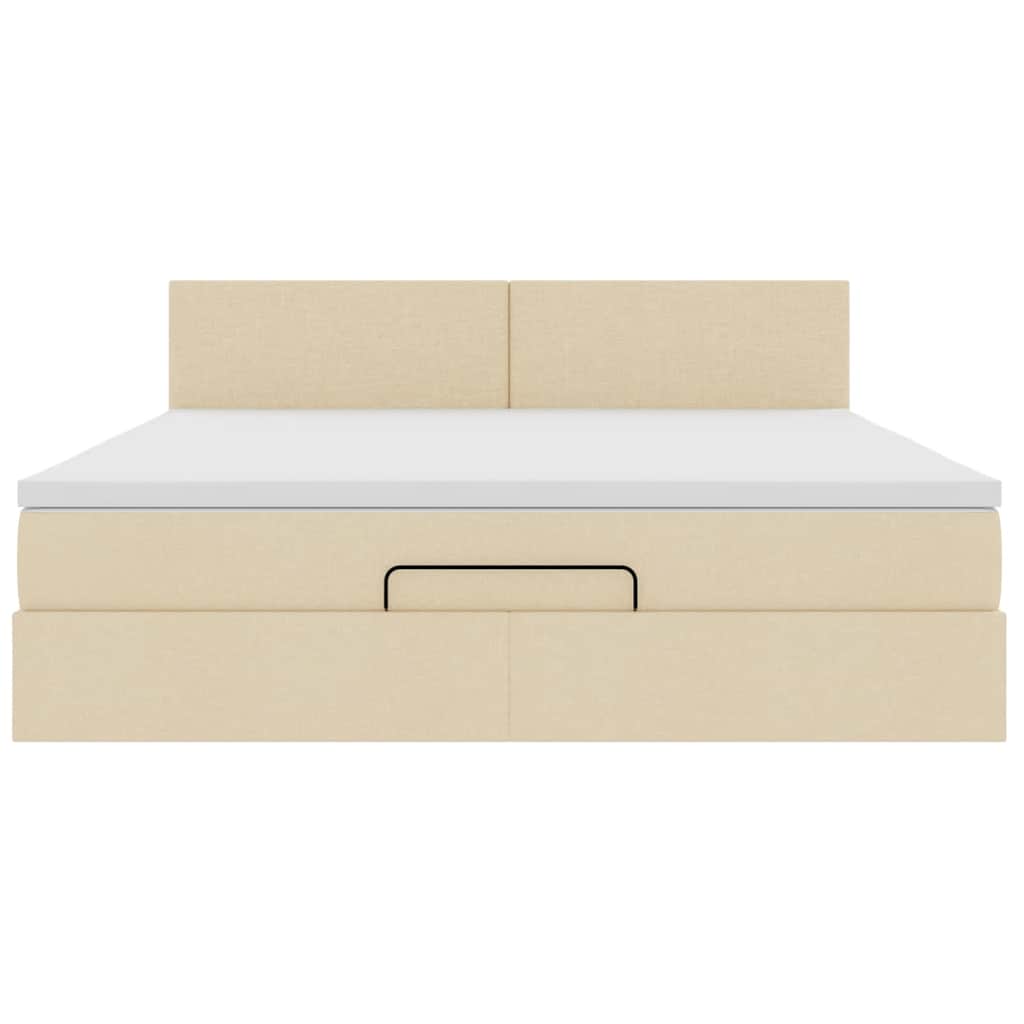 Ottoman bed met matras en LED's 180x200cm stof crèmekleurig