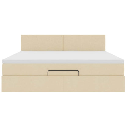 Ottoman bed met matras en LED's 180x200cm stof crèmekleurig