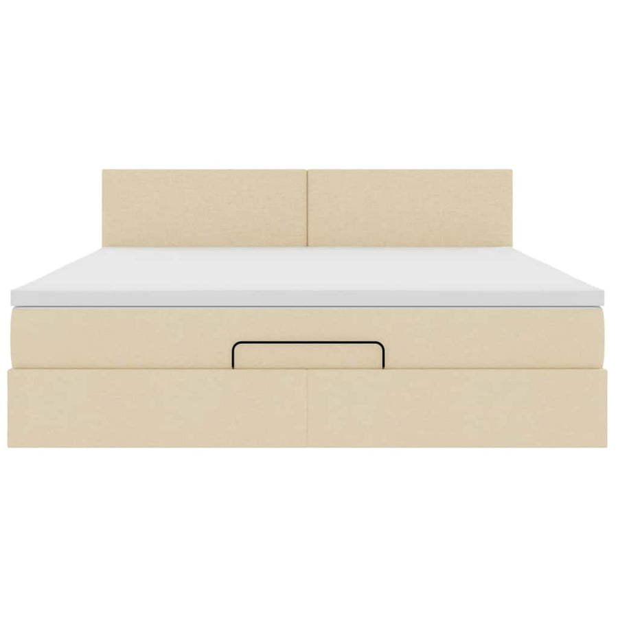 Ottoman bed met matras en LED's 180x200cm stof crèmekleurig