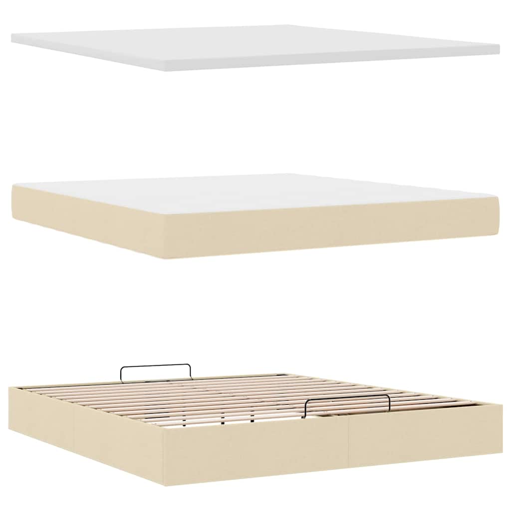 Ottoman bed met matras en LED's 180x200cm stof crèmekleurig