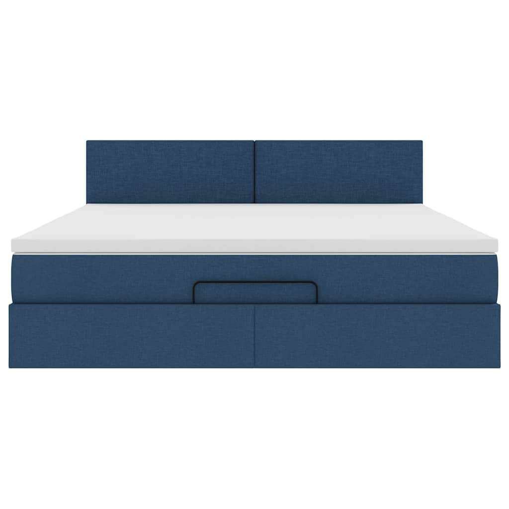 Ottoman bed met matras en LED's 180x200cm stof blauw