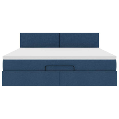 Ottoman bed met matras en LED's 180x200cm stof blauw