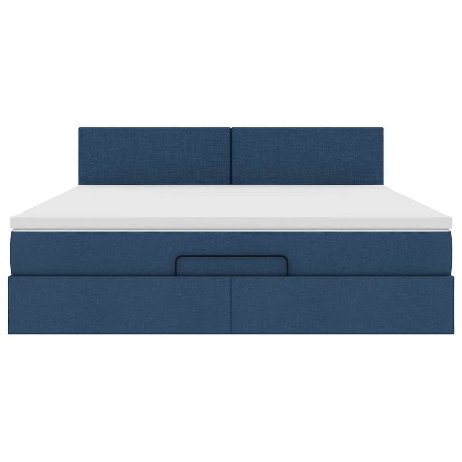 Ottoman bed met matras en LED's 180x200cm stof blauw
