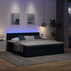 Bed 180x200 cm stof blauw met matras en LED