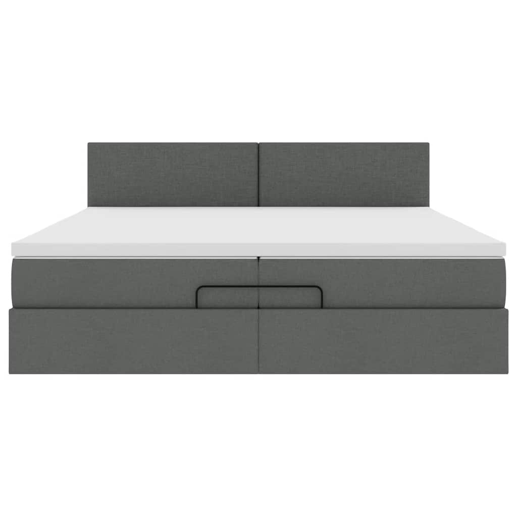 Ottoman bed met matrassen en LED's 200x200cm stof donkergrijs