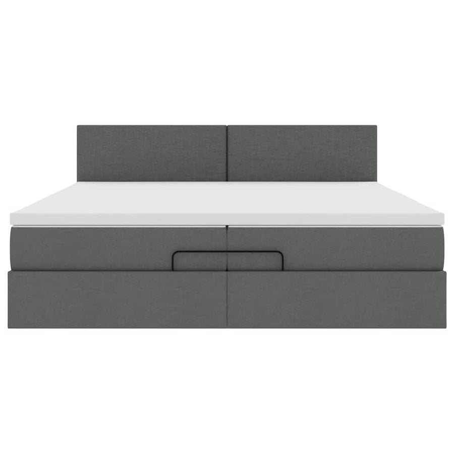 Ottoman bed met matrassen en LED's 200x200cm stof donkergrijs