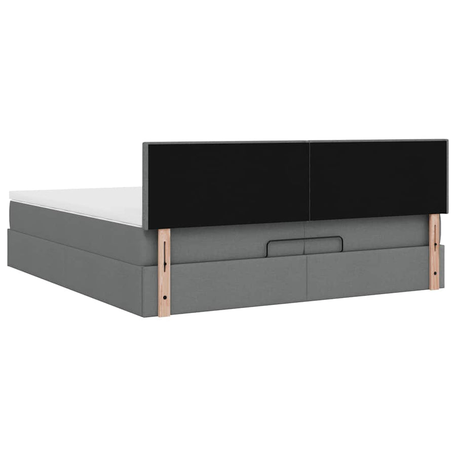 Ottoman bed met matrassen en LED's 200x200cm stof donkergrijs