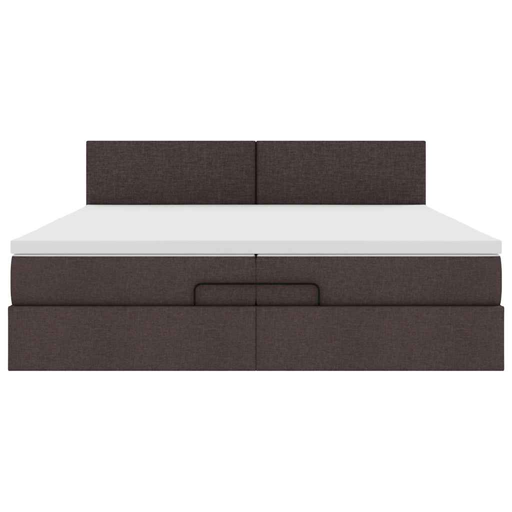 Ottoman bed met matrassen en LED's 200x200cm stof donkerbruin