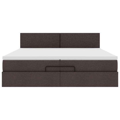 Ottoman bed met matrassen en LED's 200x200cm stof donkerbruin