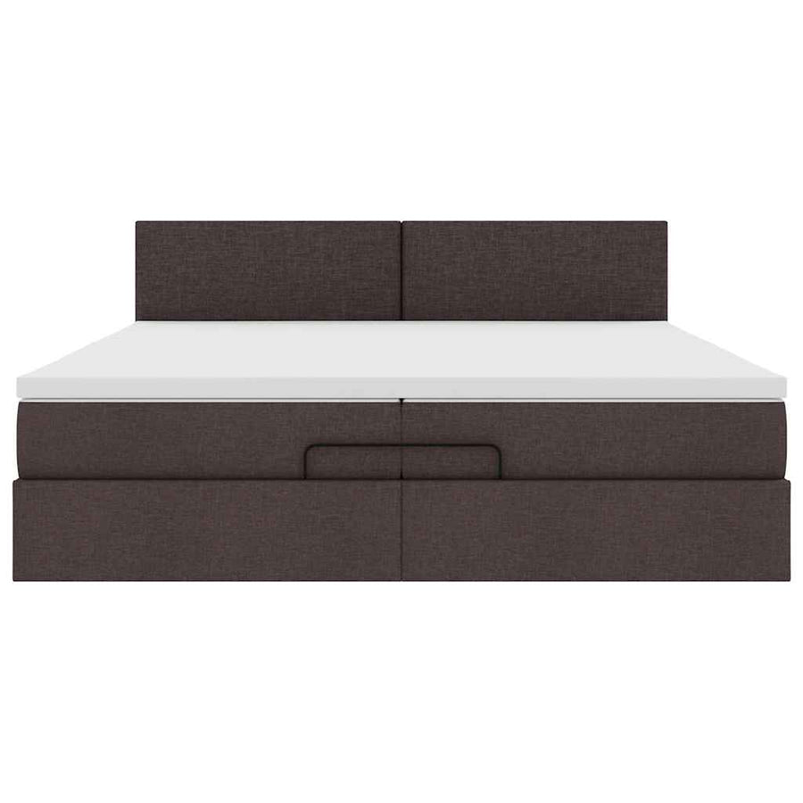 Ottoman bed met matrassen en LED's 200x200cm stof donkerbruin
